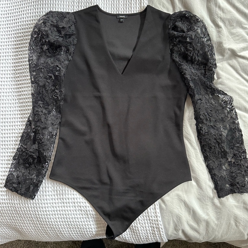 Black Fitted Long Sleeve Bodysuit